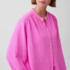 Πουκάμισο από βαμβακερό γάζι σε oversized γραμμή χωρίς γιακά