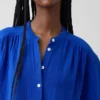 Πουκάμισο από βαμβακερό γάζι σε oversized γραμμή χωρίς γιακά
