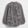Πουκάμισο από βαμβακερό γάζι σε oversized γραμμή χωρίς γιακά