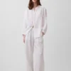 Πουκάμισο από βαμβακερό γάζι σε oversized γραμμή χωρίς γιακά