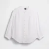 Πουκάμισο από βαμβακερό γάζι σε oversized γραμμή χωρίς γιακά