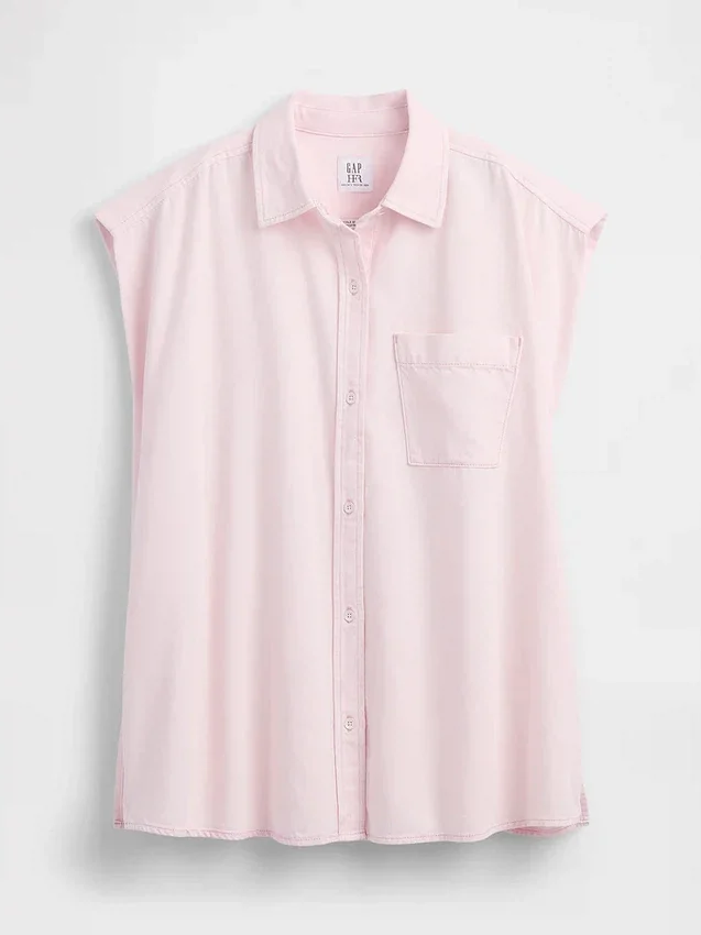 Πουκάμισο GAP × Hfr Ultrasoft Denim με φαρδιούς ώμους από τη συλλογή της Nicole Benefield