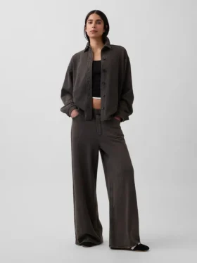 Πουκάμισο Oversized με κουμπιά μπροστά από βαρύ French Terry