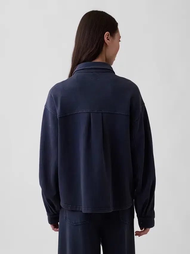 Πουκάμισο Oversized με κουμπιά μπροστά από βαρύ French Terry