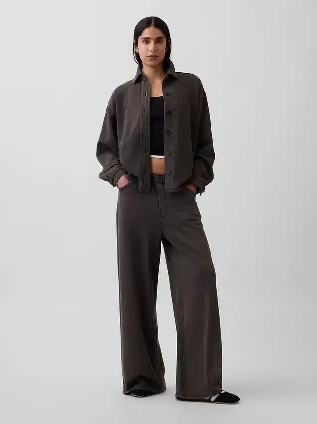 Πουκάμισο Oversized με κουμπιά μπροστά από βαρύ French Terry