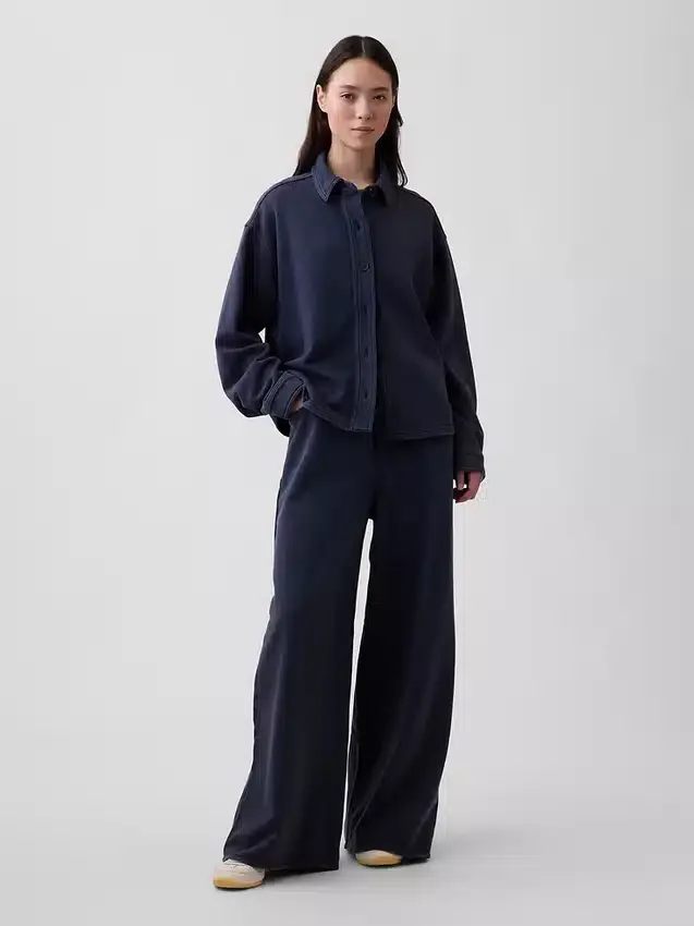 Πουκάμισο Oversized με κουμπιά μπροστά από βαρύ French Terry