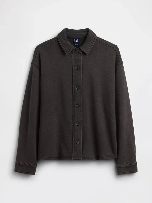 Πουκάμισο Oversized με κουμπιά μπροστά από βαρύ French Terry