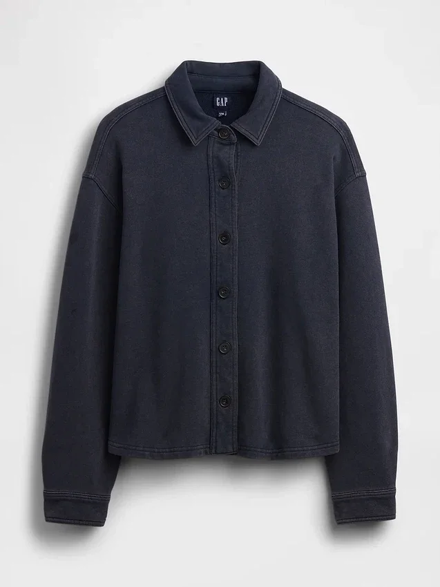 Πουκάμισο Oversized με κουμπιά μπροστά από βαρύ French Terry