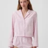 Πουκάμισο πιτζάμας από ποπλίν σε oversized κροπ στυλ