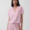 Πουκάμισο πιτζάμας από τσαλακωμένο γάζι σε oversized γραμμή