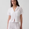 Πουκάμισο πιτζάμας από τσαλακωμένο γάζι σε oversized γραμμή