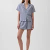 Πουκάμισο πιτζάμας από τσαλακωμένο γάζι σε oversized γραμμή