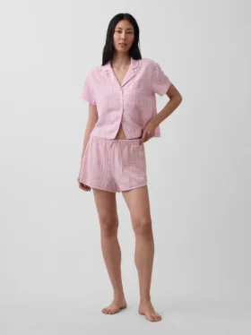 Πουκάμισο πιτζάμας από τσαλακωμένο γάζι σε oversized γραμμή