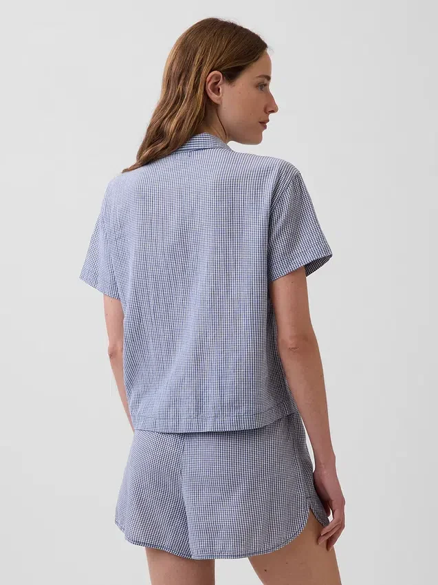 Πουκάμισο πιτζάμας από τσαλακωμένο γάζι σε oversized γραμμή