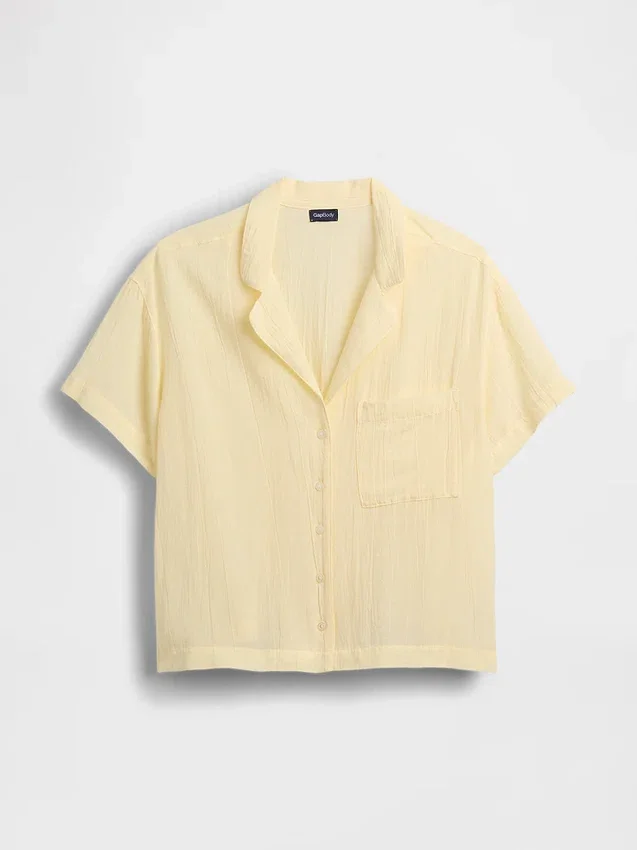 Πουκάμισο πιτζάμας από τσαλακωμένο γάζι σε oversized γραμμή