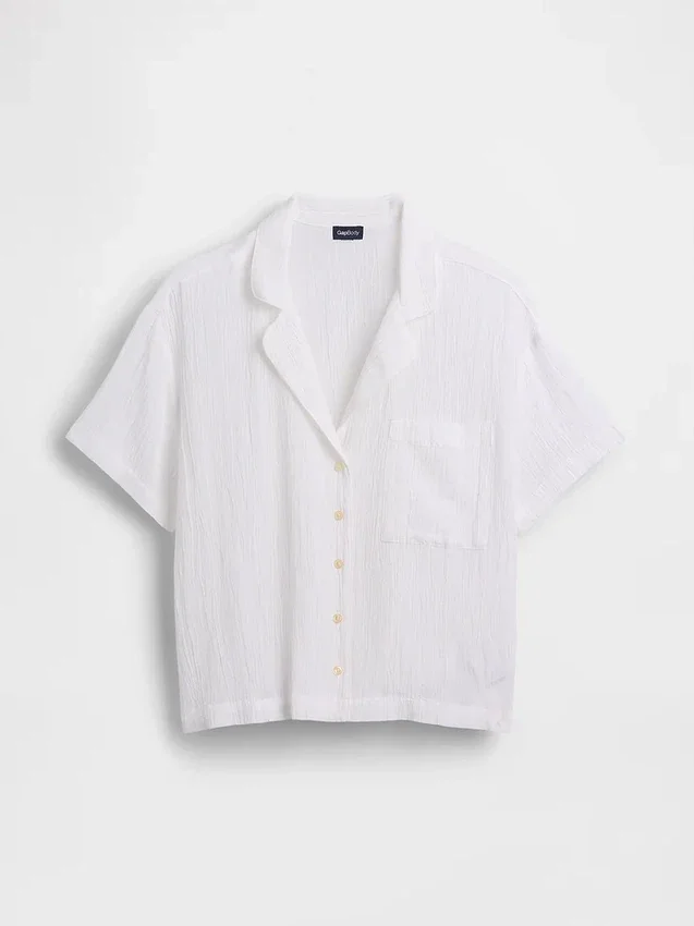 Πουκάμισο πιτζάμας από τσαλακωμένο γάζι σε oversized γραμμή