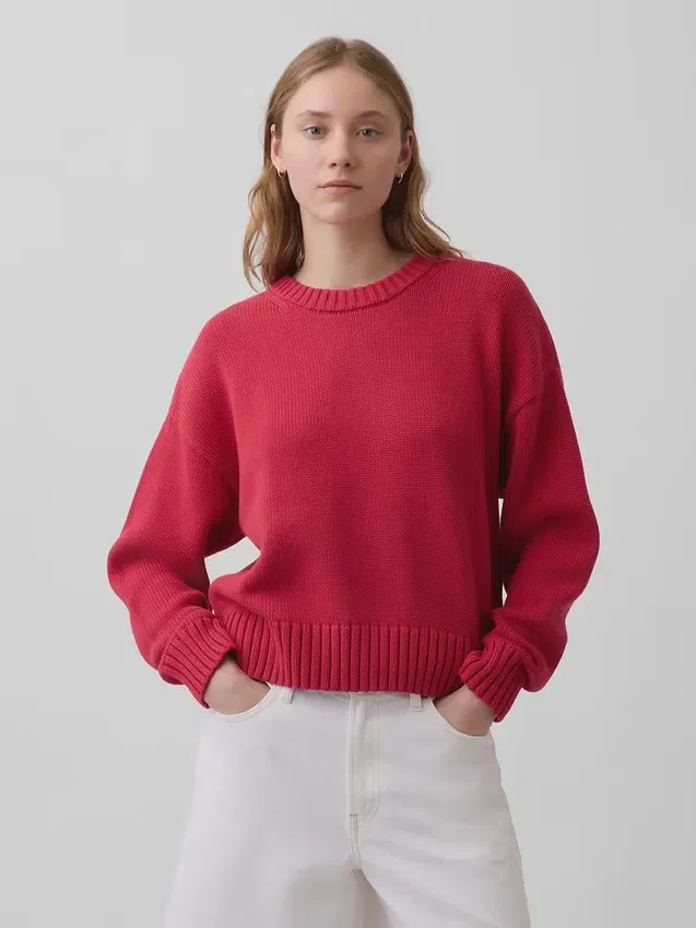 Πουλόβερ 100% βαμβάκι, oversized και κοντό