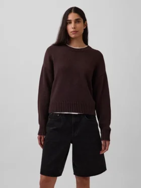 Πουλόβερ 100% βαμβάκι, oversized και κοντό