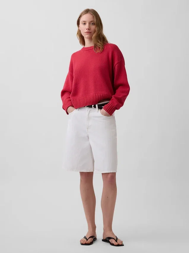 Πουλόβερ 100% βαμβάκι, oversized και κοντό