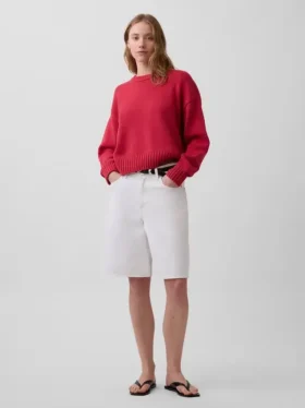 Πουλόβερ 100% βαμβάκι, oversized και κοντό