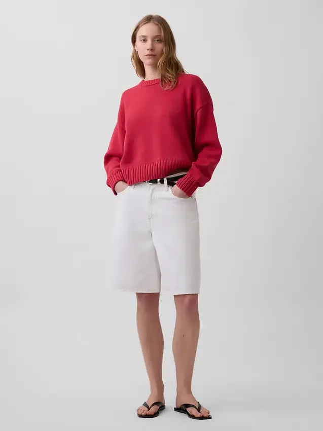 Πουλόβερ 100% βαμβάκι, oversized και κοντό