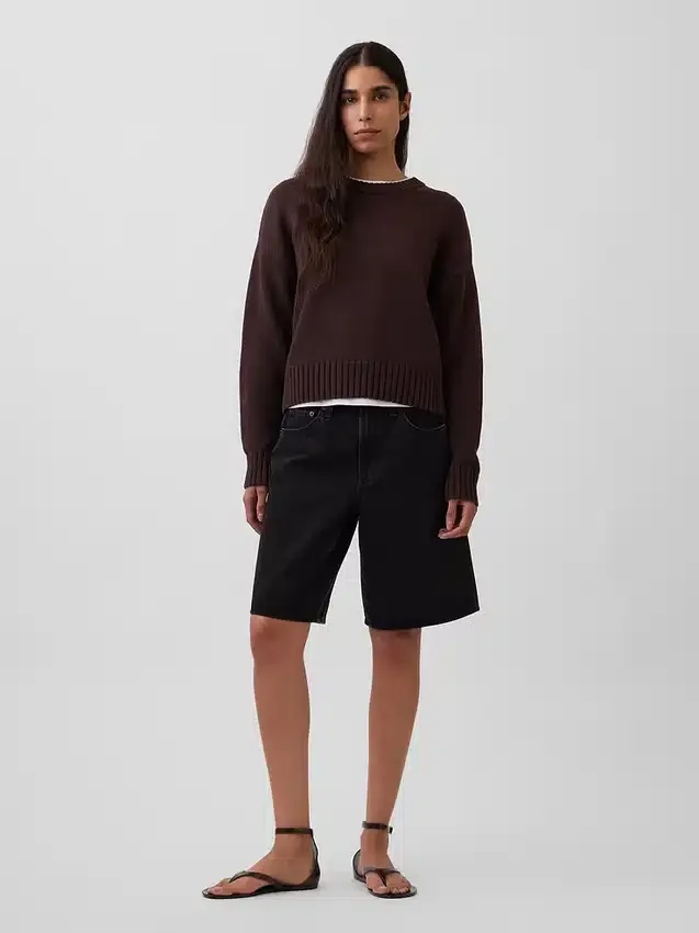Πουλόβερ 100% βαμβάκι, oversized και κοντό