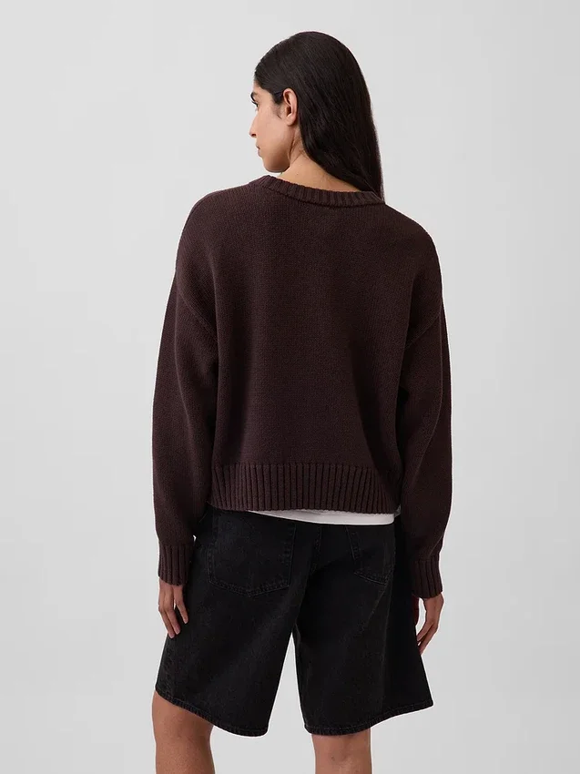 Πουλόβερ 100% βαμβάκι, oversized και κοντό