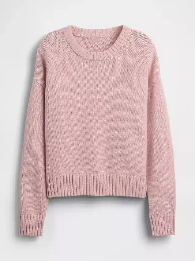 Πουλόβερ 100% βαμβάκι, oversized και κοντό