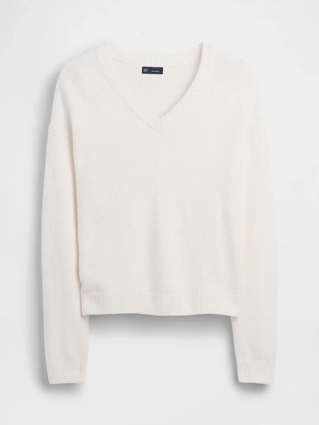 Πουλόβερ CashSoft με V-neck σε υπερμεγέθη γραμμή