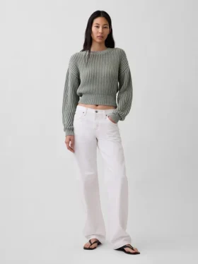 Πουλόβερ με κοντό μήκος και φαρδιά μανίκια από 100% βαμβάκι