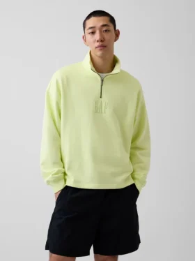 Πουλόβερ με λογότυπο, βαριάς ποιότητας, oversized, με φερμουάρ στο ένα τέταρτο