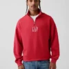 Πουλόβερ με λογότυπο, βαριάς ποιότητας, oversized, με φερμουάρ στο ένα τέταρτο