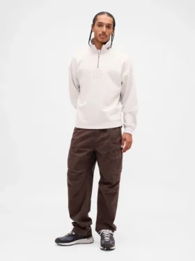 Πουλόβερ με λογότυπο, βαριάς ποιότητας, oversized, με φερμουάρ στο ένα τέταρτο