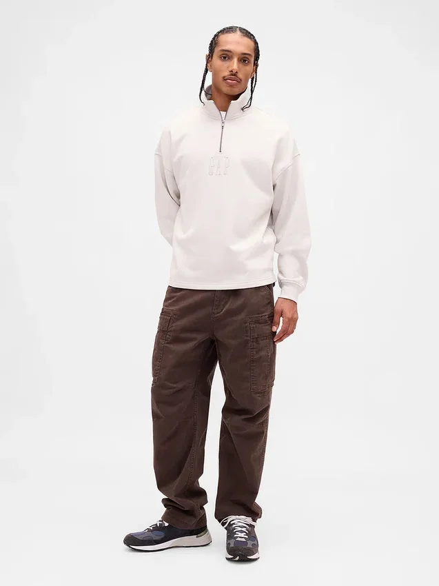 Πουλόβερ με λογότυπο, βαριάς ποιότητας, oversized, με φερμουάρ στο ένα τέταρτο