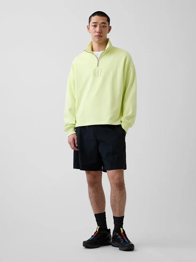 Πουλόβερ με λογότυπο, βαριάς ποιότητας, oversized, με φερμουάρ στο ένα τέταρτο