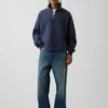 Πουλόβερ με λογότυπο, βαριάς ποιότητας, oversized, με φερμουάρ στο ένα τέταρτο