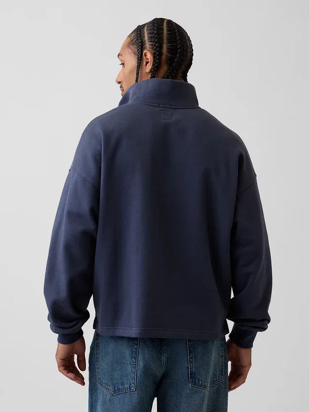 Πουλόβερ με λογότυπο, βαριάς ποιότητας, oversized, με φερμουάρ στο ένα τέταρτο