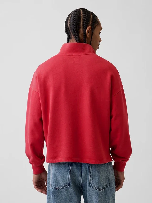 Πουλόβερ με λογότυπο, βαριάς ποιότητας, oversized, με φερμουάρ στο ένα τέταρτο
