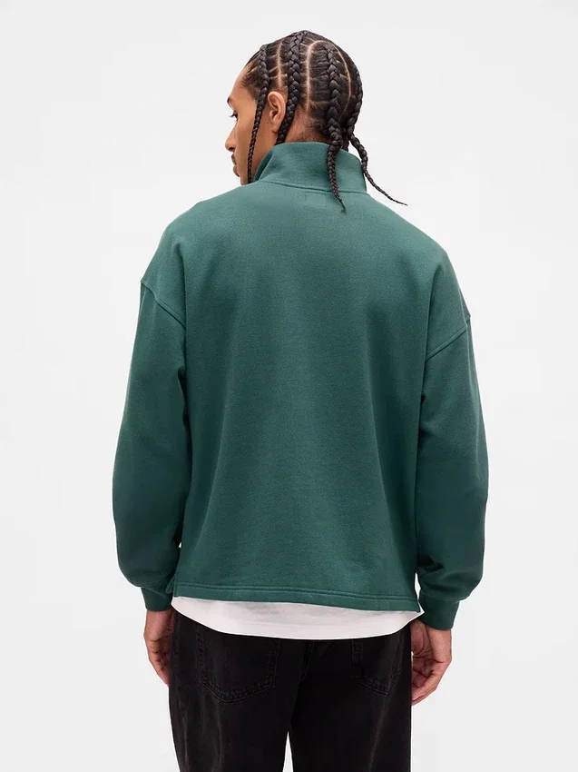 Πουλόβερ με λογότυπο, βαριάς ποιότητας, oversized, με φερμουάρ στο ένα τέταρτο