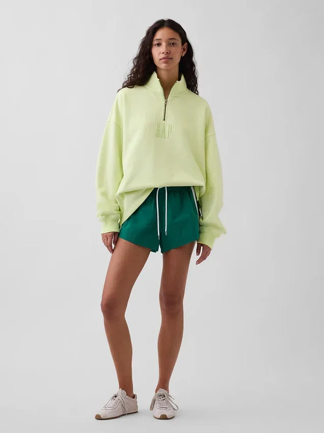 Πουλόβερ με λογότυπο, βαριάς ποιότητας, oversized, με φερμουάρ στο ένα τέταρτο