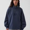Πουλόβερ με λογότυπο, βαριάς ποιότητας, oversized, με φερμουάρ στο ένα τέταρτο
