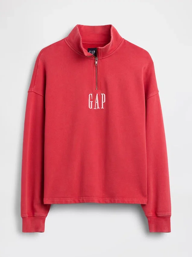 Πουλόβερ με λογότυπο, βαριάς ποιότητας, oversized, με φερμουάρ στο ένα τέταρτο