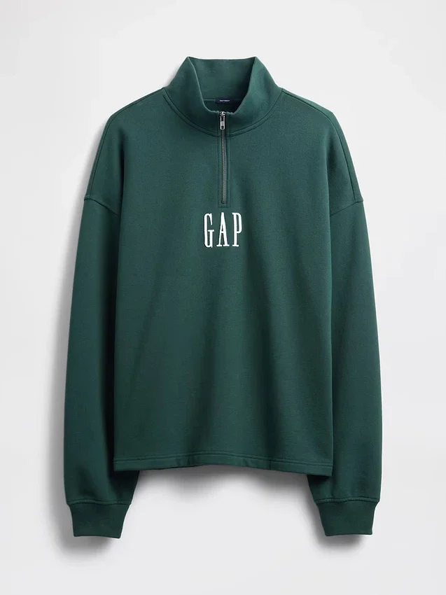 Πουλόβερ με λογότυπο, βαριάς ποιότητας, oversized, με φερμουάρ στο ένα τέταρτο