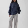 Πουλόβερ με λογότυπο, βαριάς ποιότητας, oversized, με φερμουάρ στο ένα τέταρτο