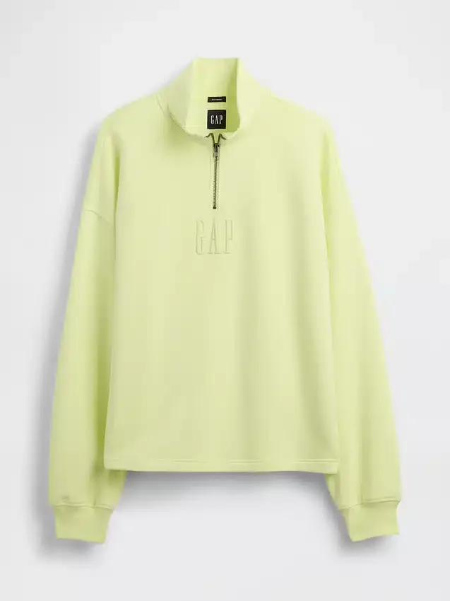 Πουλόβερ με λογότυπο, βαριάς ποιότητας, oversized, με φερμουάρ στο ένα τέταρτο