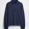 Πουλόβερ με λογότυπο, βαριάς ποιότητας, oversized, με φερμουάρ στο ένα τέταρτο