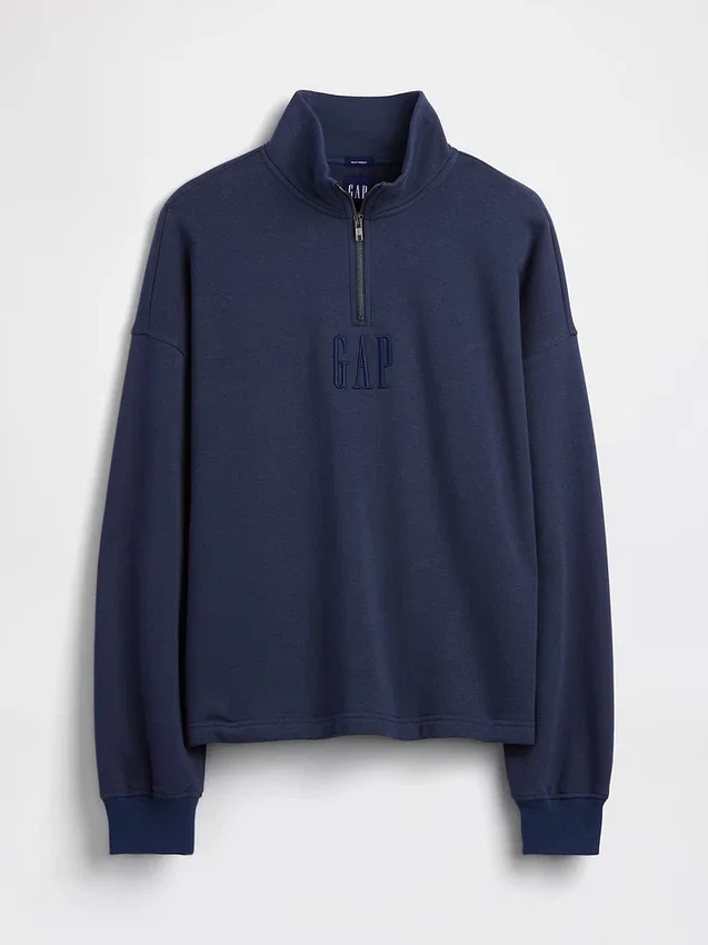 Πουλόβερ με λογότυπο, βαριάς ποιότητας, oversized, με φερμουάρ στο ένα τέταρτο
