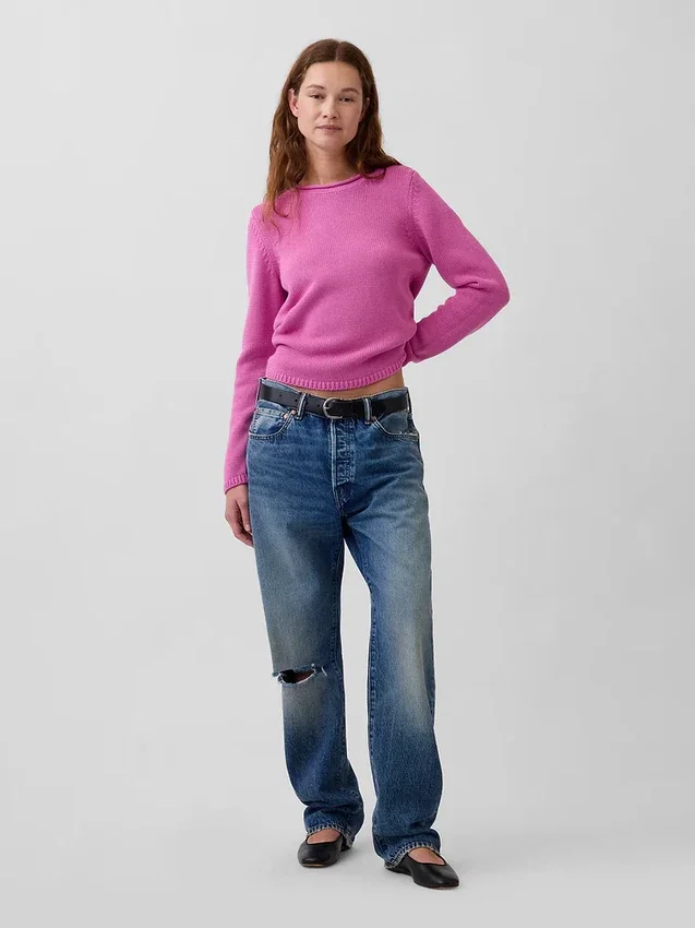 Πουλόβερ με ρολνέκ από 100% βαμβάκι
