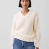 Πουλόβερ Oversized με V-neck από 100% βαμβάκι