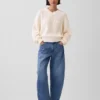 Πουλόβερ Oversized με V-neck από 100% βαμβάκι